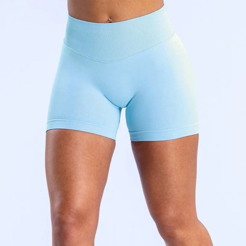 Epligg インパクトショーツ 4.5 インチ女性フィットネススポーツバイカーショーツローリブバンドバットワークアウトスクランチジムヨガシームレスレギンス