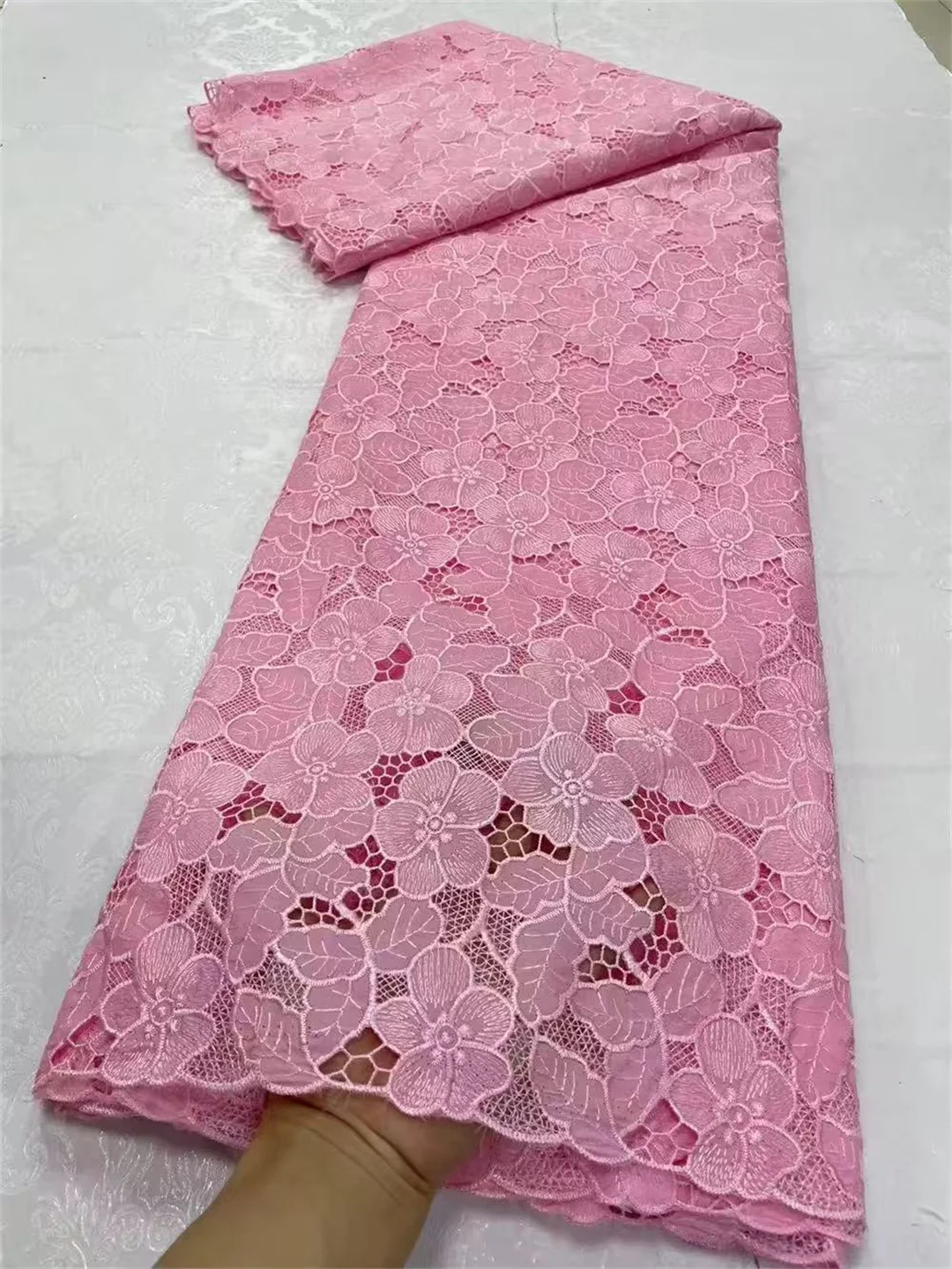 Nigerian Tulle Lace Fabric For Sewing,Wedding Embroidery Dress,Chiffon Party Guipure,High Quality,Cotton 5Yard,2025 LY6395