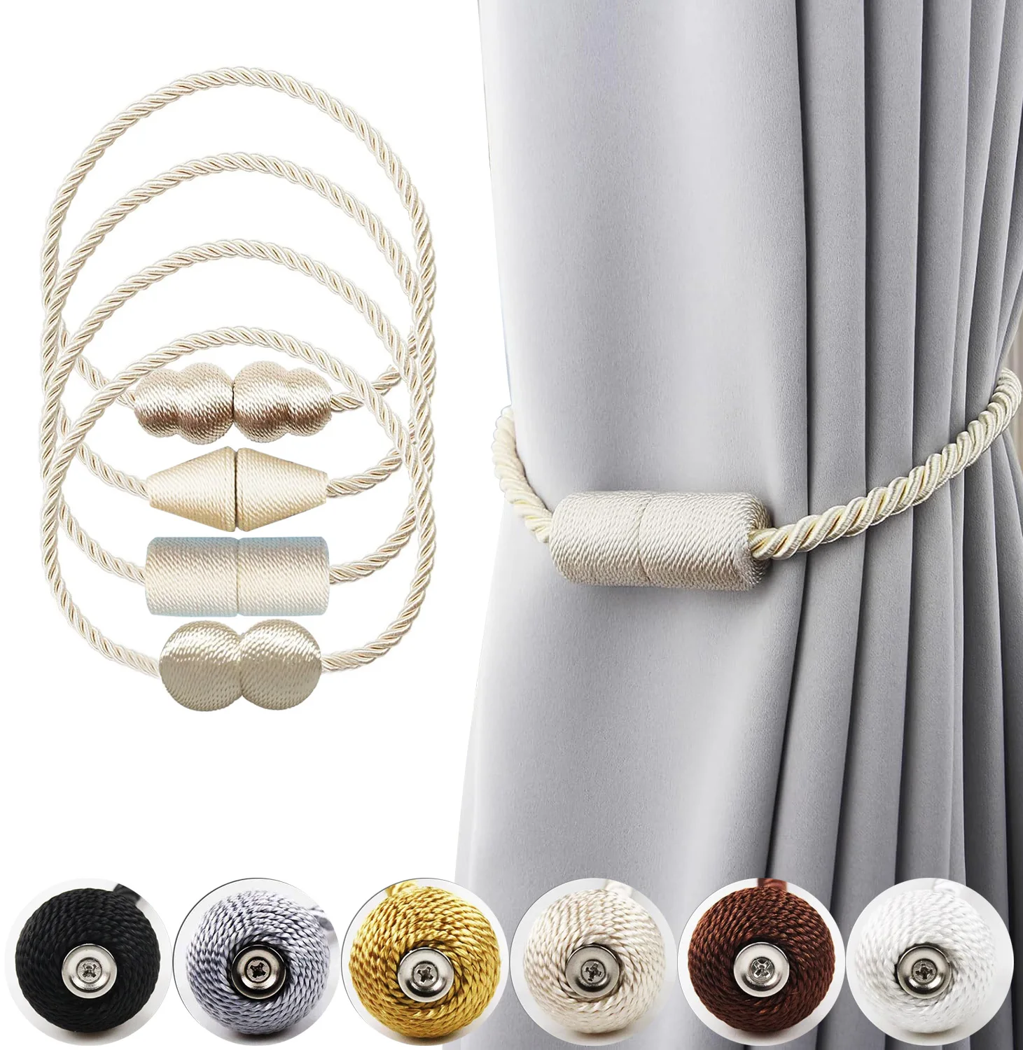 2 Pack Magnetic Curtain Clips Magnetic Curtain Tiebacks Elegant Curtain Holdbacks  for Drapes