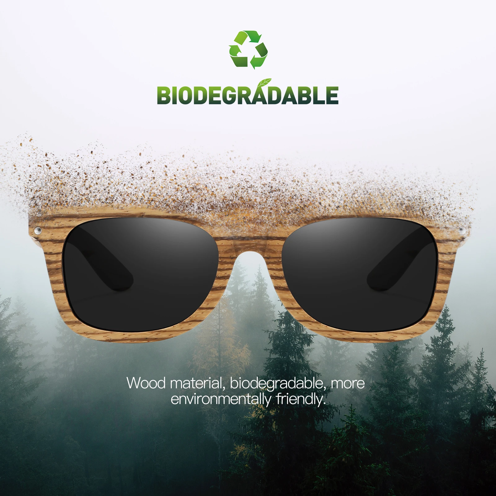 XSW  Natural Degradable Bamboo Wood Sunglasses Handmade Polarized Glasses Lenses Laminated Zebra Wood Glasses Gift C8712