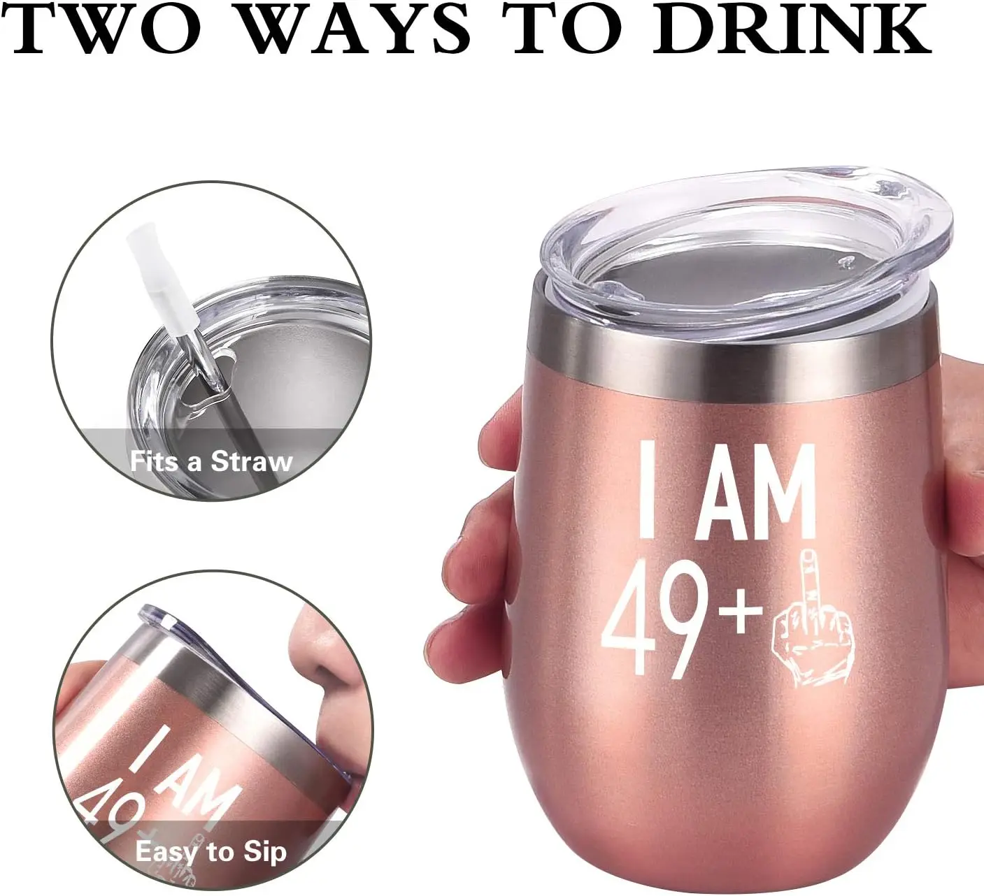 49 Plus One Middle Finger Wine Tumbler Hadiah Ulang Tahun ke-50 untuk Wanita, Ide Hadiah Tumbler Lucu Berusia 50 Tahun untuk Istri Sahabat Terbaik