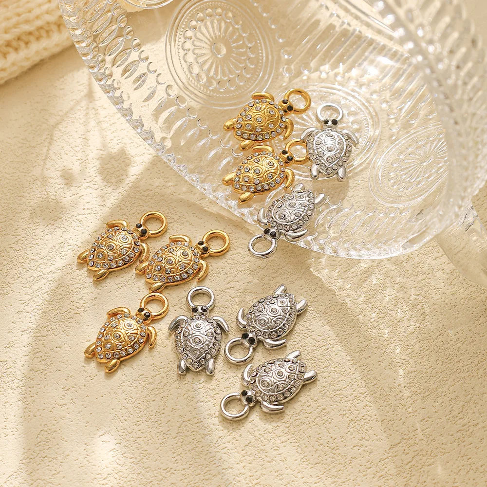 5pcs Fashion Turtle Pendant Charms Stainless Steel Pendants Diy Necklace Earrings Bracelet Connectors Jewelry Making Findings