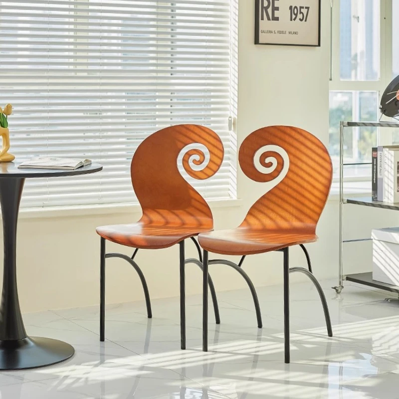 

Medieval creative backrest dining chair small apartment household dining chair designer spiral leisure desk chair