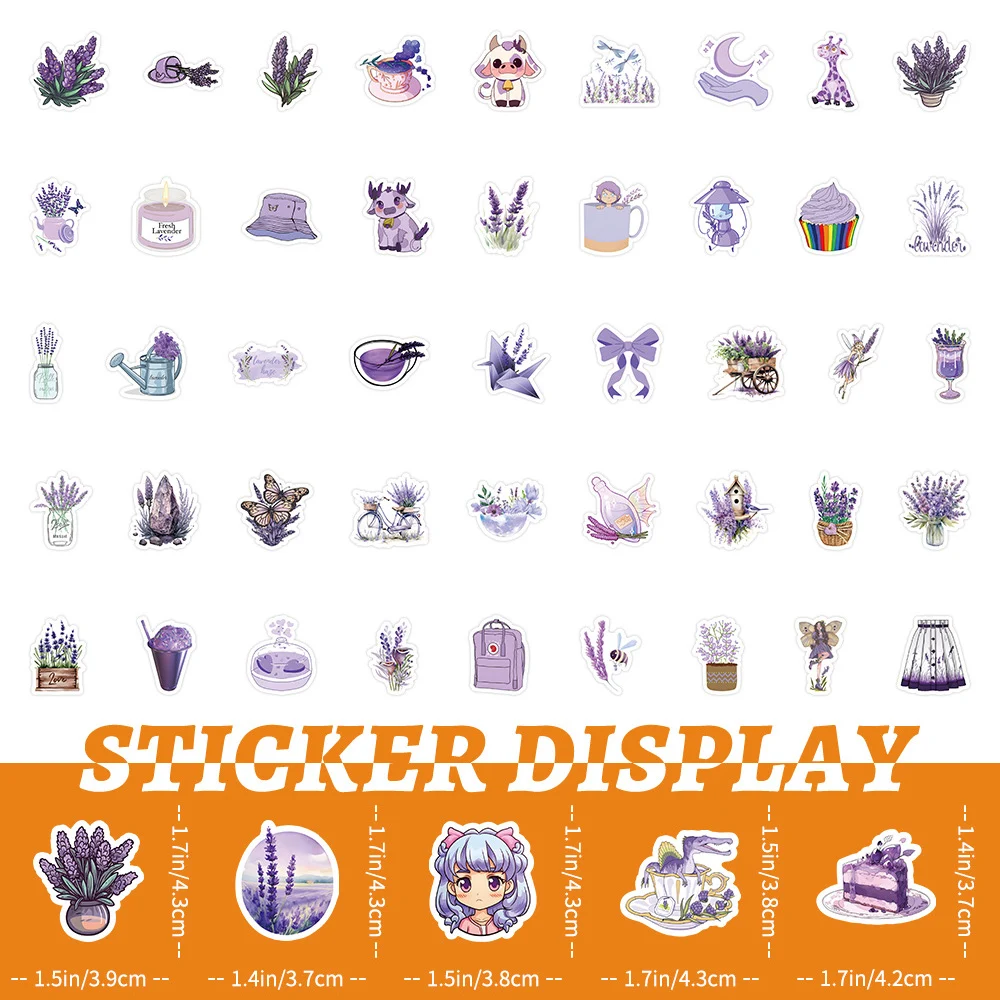 10/30/50/100pcs Kawaii Purple Lavender Cartoon Creative Girl Stickers Laptop Suitcase Phone Fridge Stationery Sticker Kids Toys