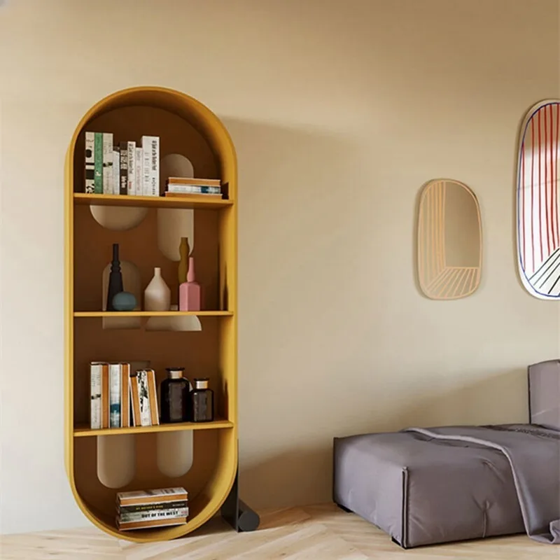 Simple modern bookcase bookshelf arc living room children's room baking paint Internet celebrity creative locker display cabinet
