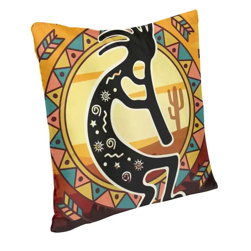 Kokopelli The Flute Player Square Pillowcover Home Decor Aboriginal Tribal Pattern Cushion Cover Throw Pillow for Car Printing