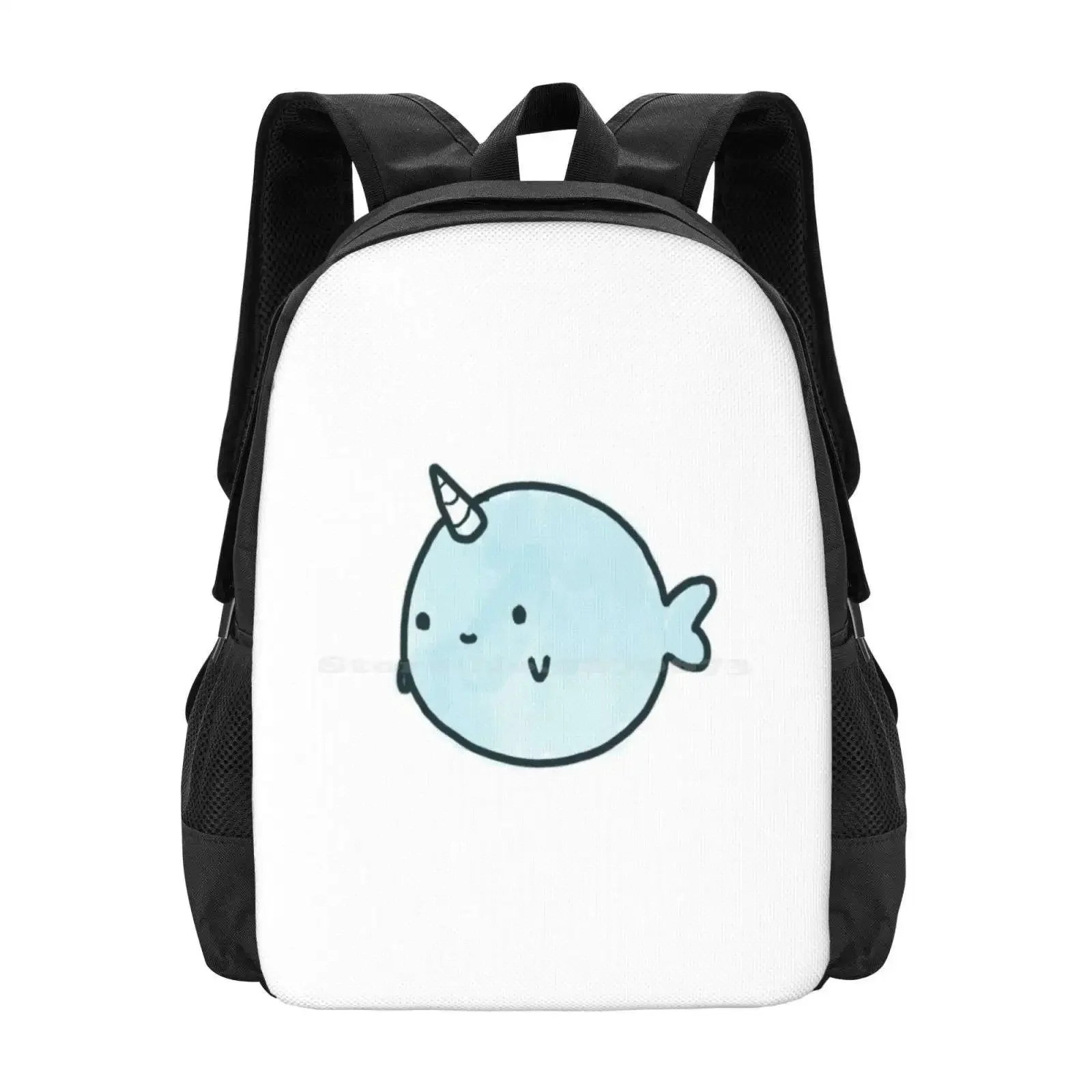

Narwhal Teen College Student Backpack Pattern Design Bags Whale Narwhal Ocean Animal Swimming Swimmer