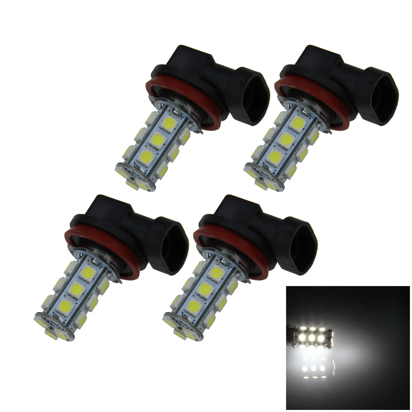 4x White RV H8 Fog Blub Head Lamp 18 Emitters 5050 SMD LED PGJ19-2 Z20455