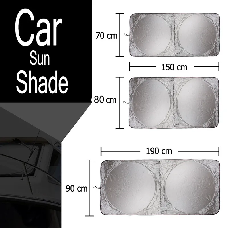 Car Windshield Sun Shade with Storage Pouch | Durable Material Car Sun Visor ,Sun Heat Protection | Car Interior Accessories