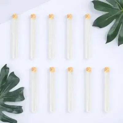 

10pcs Glass Test Tubes Round Bottom Transparent Clear Lab Vials Smooth Wall Leakproof Wood Cork Lids for Laboratory