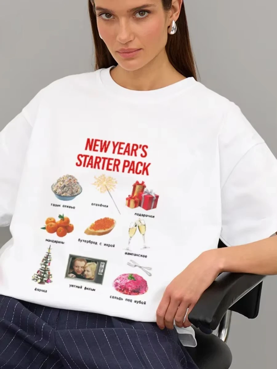 

Funny Print Oversized T Shirt Women Cotton Short-sleeved T-shirt Fun Fashion Loose Half-sleeved Medium and Long Top
