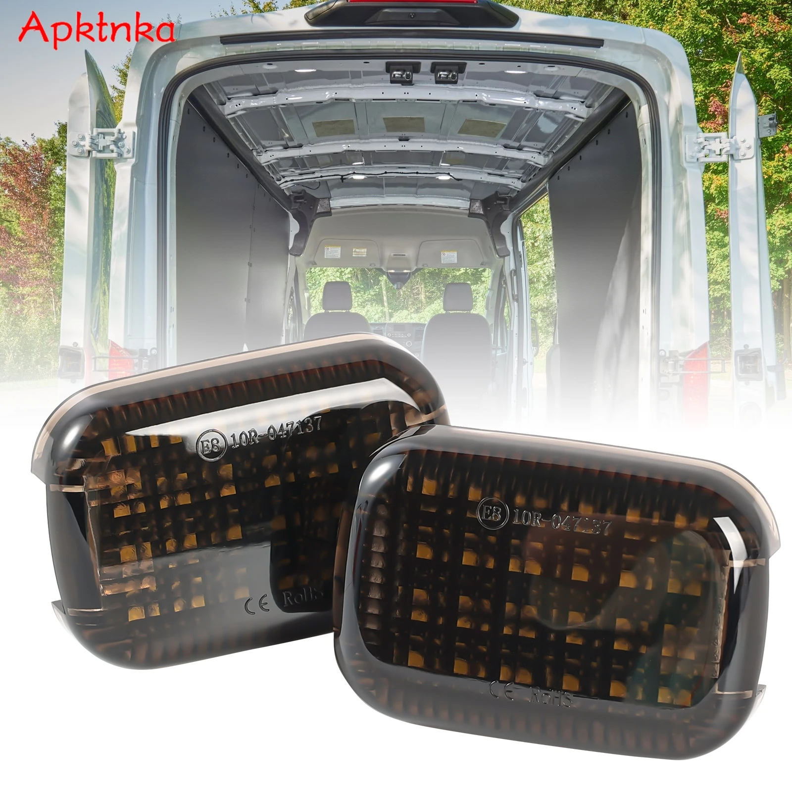 2x LED Interior Cabin Courtesy Cargo Load Space Area Dome Light For 2014-2025 Transit 150/250/350/350 HD Van Transit Smoked Lens