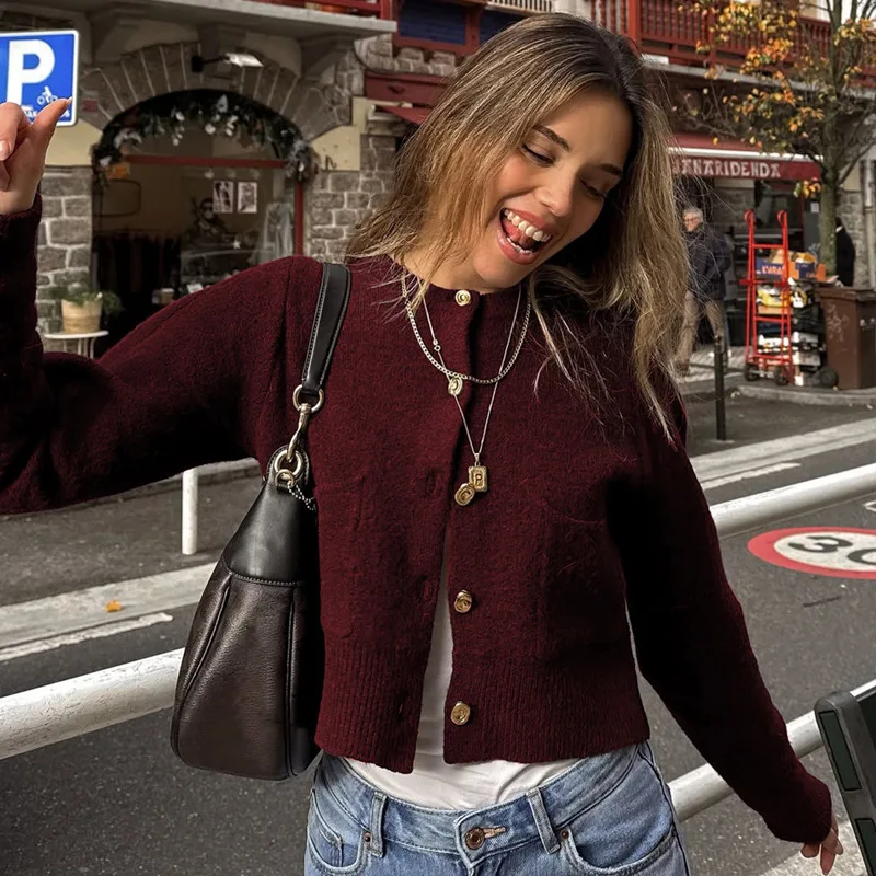 Tornova Beiläufige Gestrickte Strickjacke Für Frauen Langarm O hals Einreiher Pullover Mantel Weibliche Herbst Fashion Solid Stricken Top