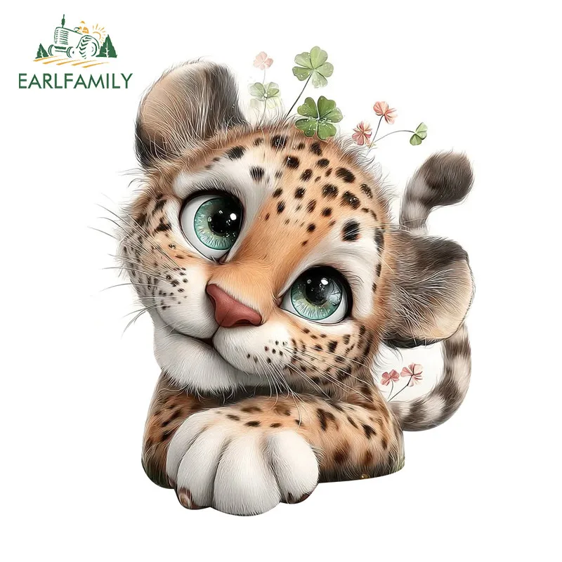 EARLFAMILY Baby Tiger Cartoon Car Sticker Personality Mirror Surfboard Occlusion Scratch Decal Waterproof Car Accessories