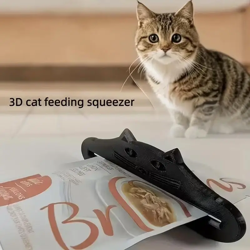 

Экструдер для лакомств для кошек: Диспенсер для корма в виде милой кошачьей головы, без беспорядка, для мясного соуса и пакетов с кормом для животных, инструмент для выдавливания.