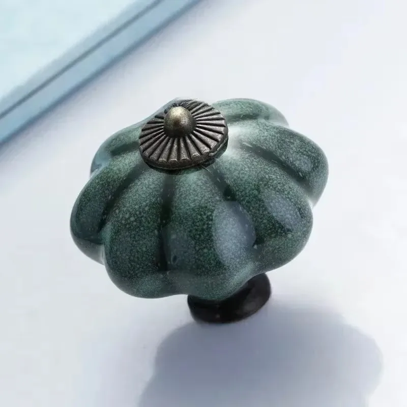 

Cabinet Door Drawer Furniture Handle 40MM Garden American Pumpkin Ceramic Handle Single-hole Hand-painted Ceramic Handle