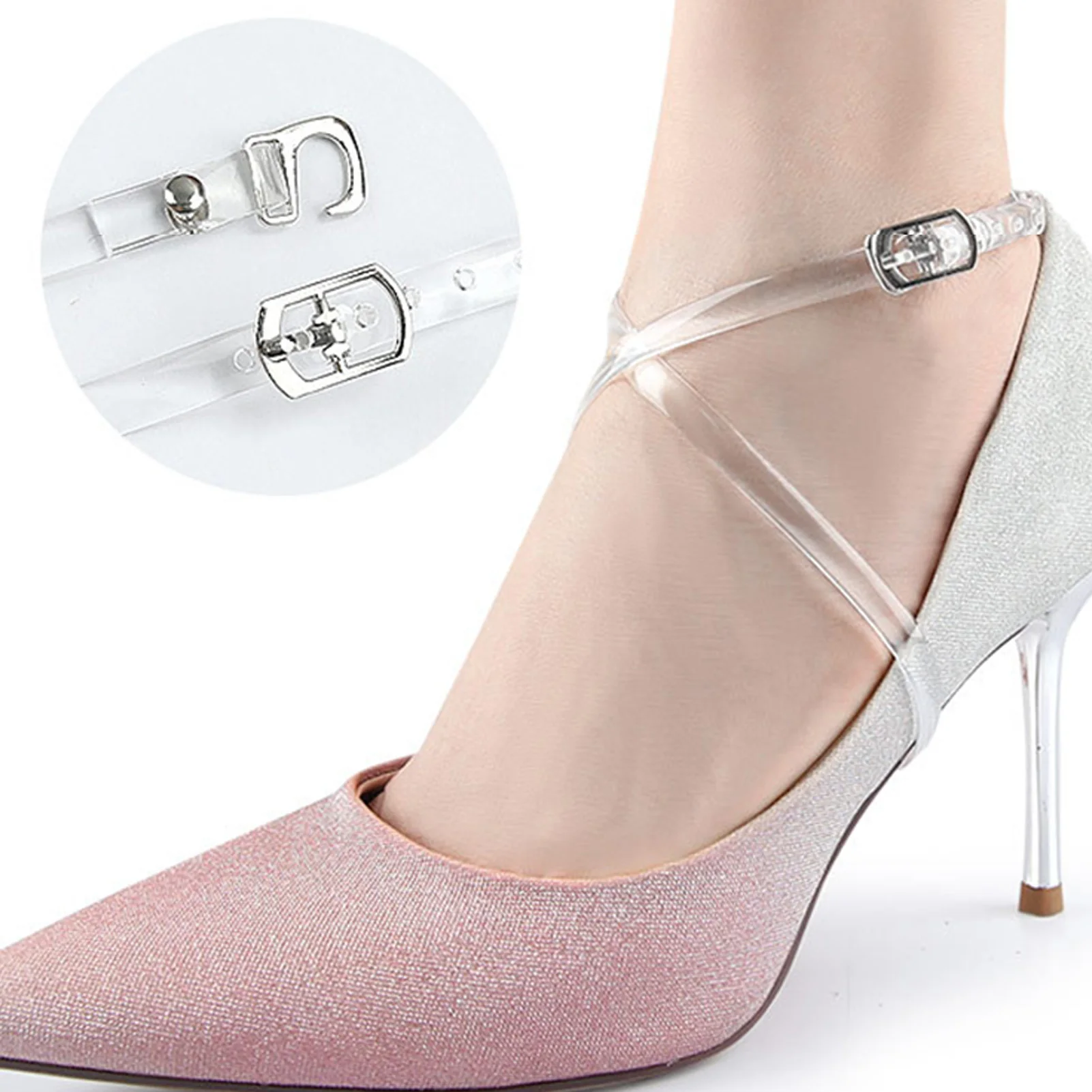 Women Heels Shoes Clear Bands Prevent Heel Drop Invisible Design for Outdoor Shopping And Party Events