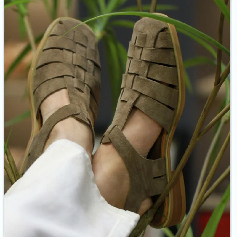 2023 New Spring Summer Leather Sandals for Men High Quality Genuine Leather British Retro Men\'s Sandal Slippers Man Shoes