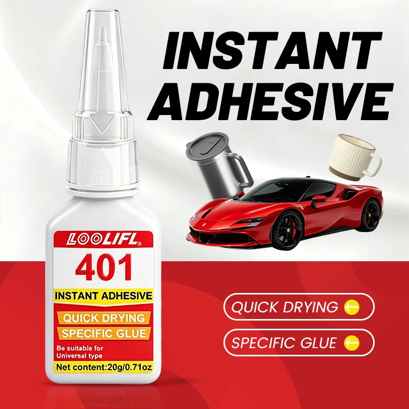 Loolifl 401 Multi-Purpose Super Glue Cyanoacrylate Adhesive 20g Instant Fast Glue Rubber Wood Glass Stronger All Bonding Glue