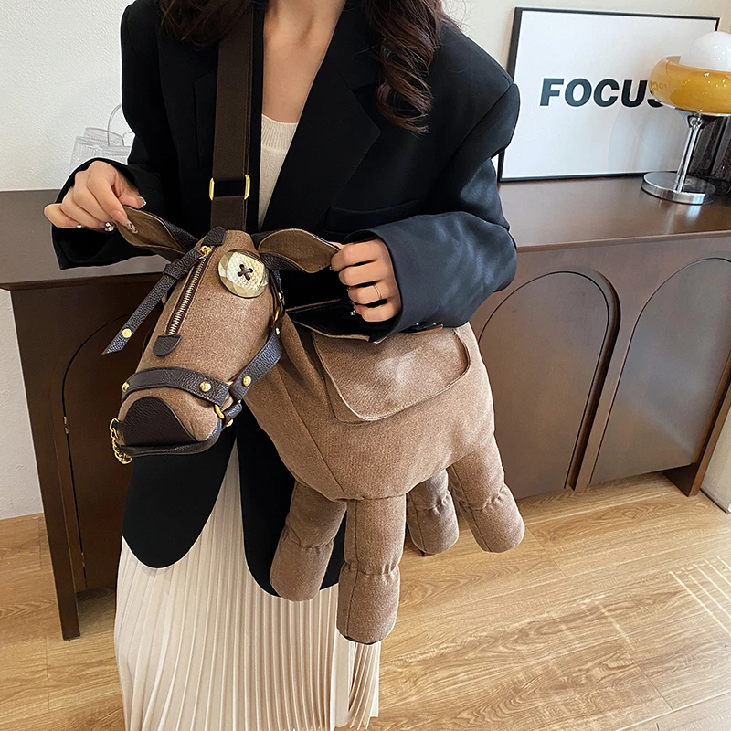 Big Doll Bag High Quality Oxford Handbag Women Bags Lady Love Horse Shape Crossbody Casual Creative Japanese Style Kawaii Bag