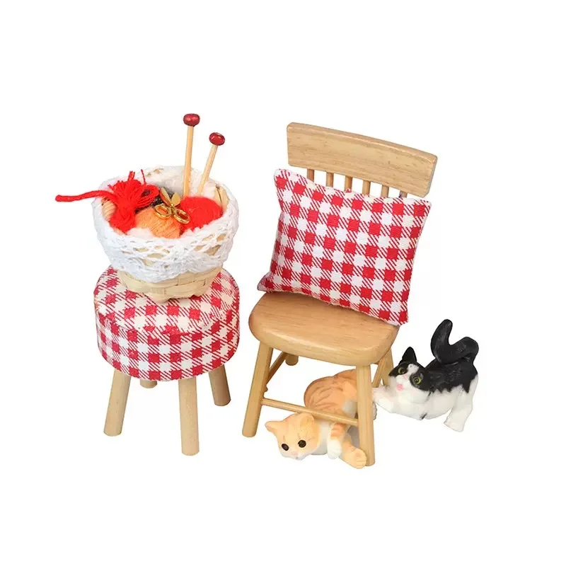 

Миниатюрный набор мебели для кукольного домика, детские игрушки, 1/8, подушка, стул для кошки, корзина для украшения кукольного дома, лучший подарок на день рождения