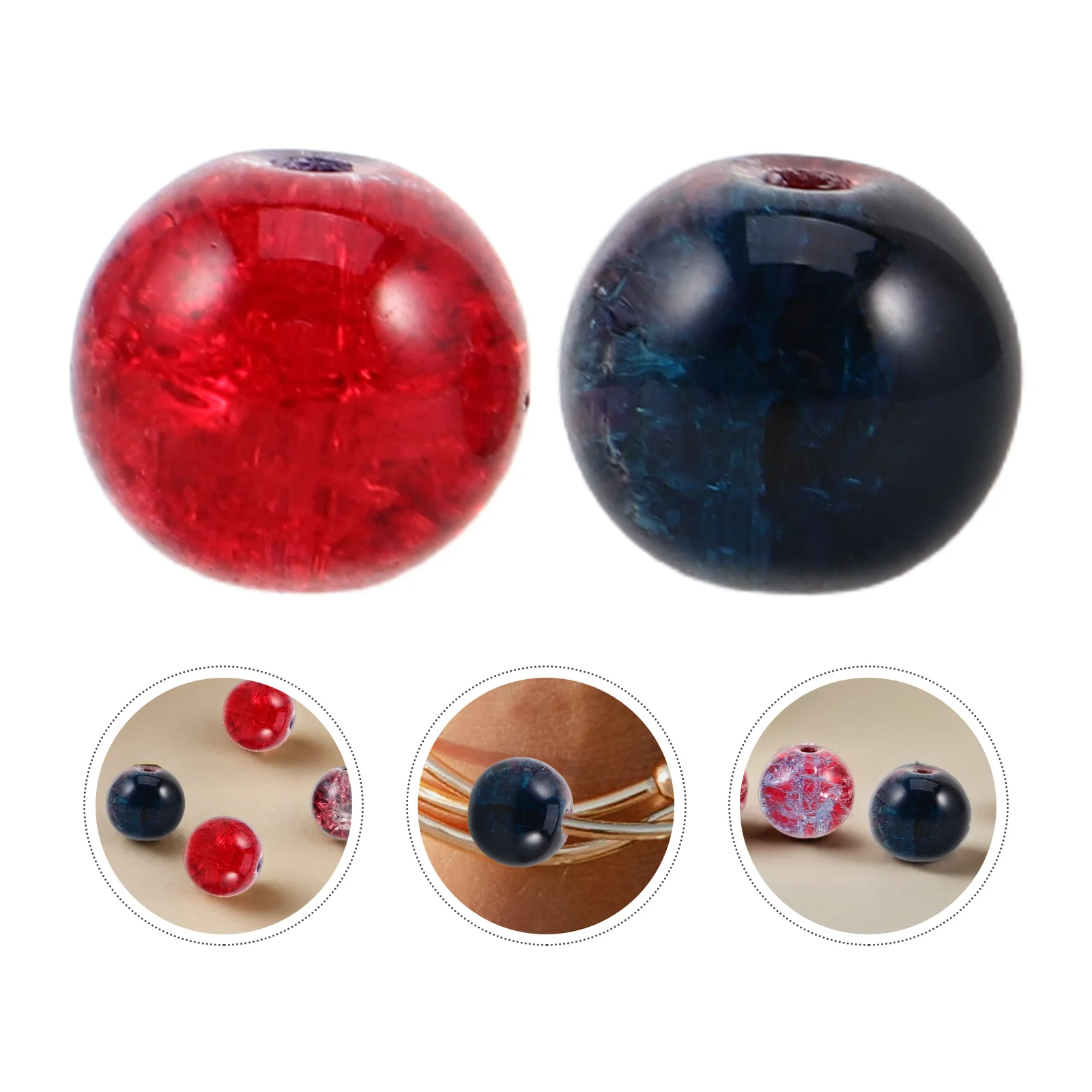 

200Pcs 10mm Crackle Glass Beads Loose Spacer Beads for DIY Jewelry Making Handmade Crafts Beading Kit Beading Craft Supplies