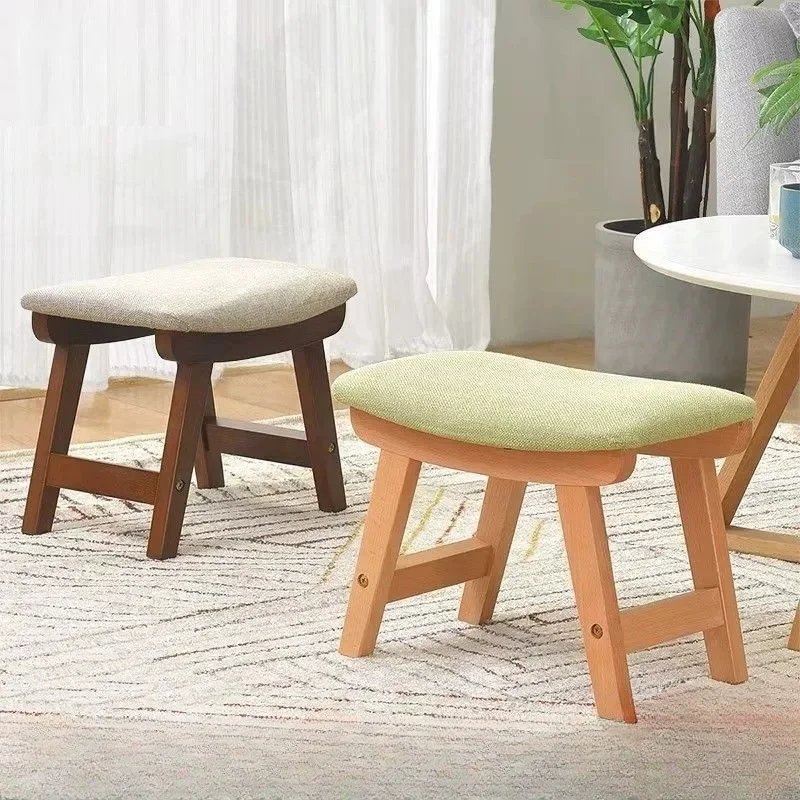 

Твердый деревянный табурет для гостиной, домашний табурет для обуви, тканевый креативный табурет для чайного столика, простой современный диван, низкий табурет, практичный