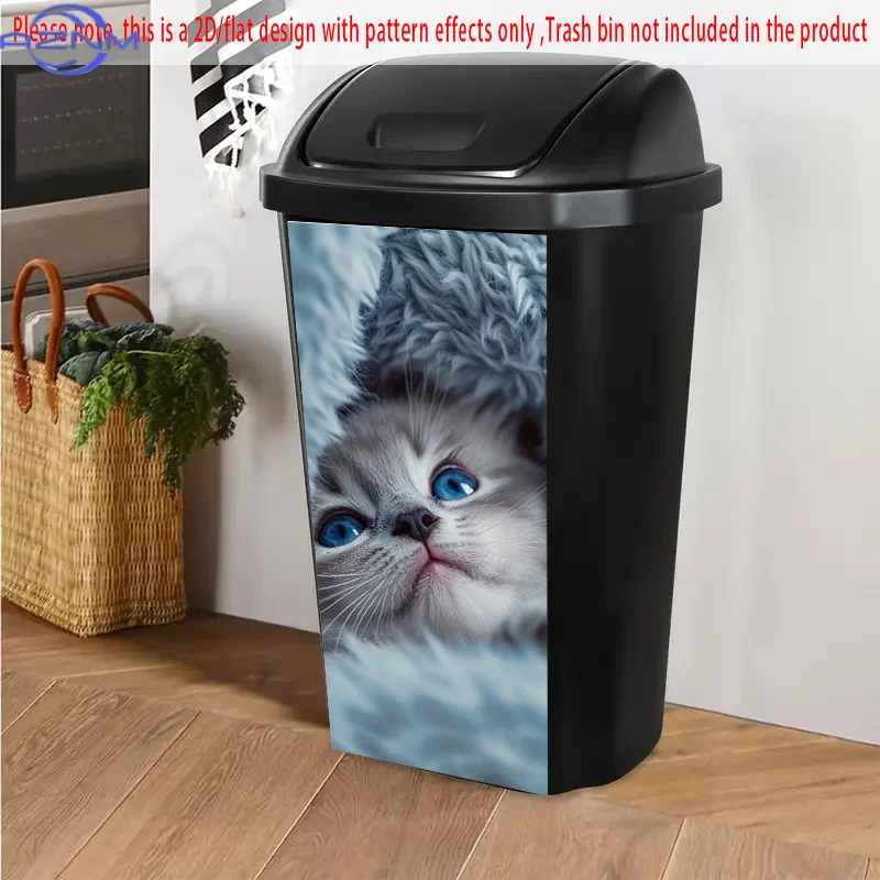 1pc 2D/FLAT Cute Kitten Pattern Self-Adhesive Dustbin Stickers, .01×cm. Cute kitten pattern dustbin stickers suitable for deco