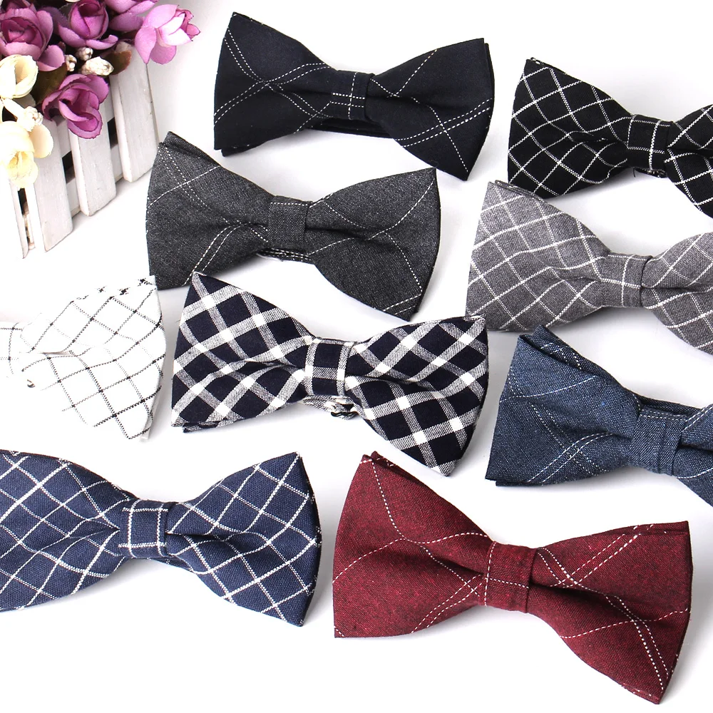 

Plaid Bow Tie For Groom Fashion Cotton Bow tie For Men Women Bow knot Adult Bow Ties Cravats Groomsmen Gifts Wedding Bowties