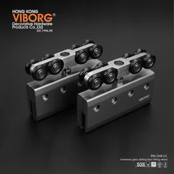 VIBORG Super-quiet&smooth Hanging Frameless Sliding Glass Door Hanger Hardware Set kit Wheels Roller Set
