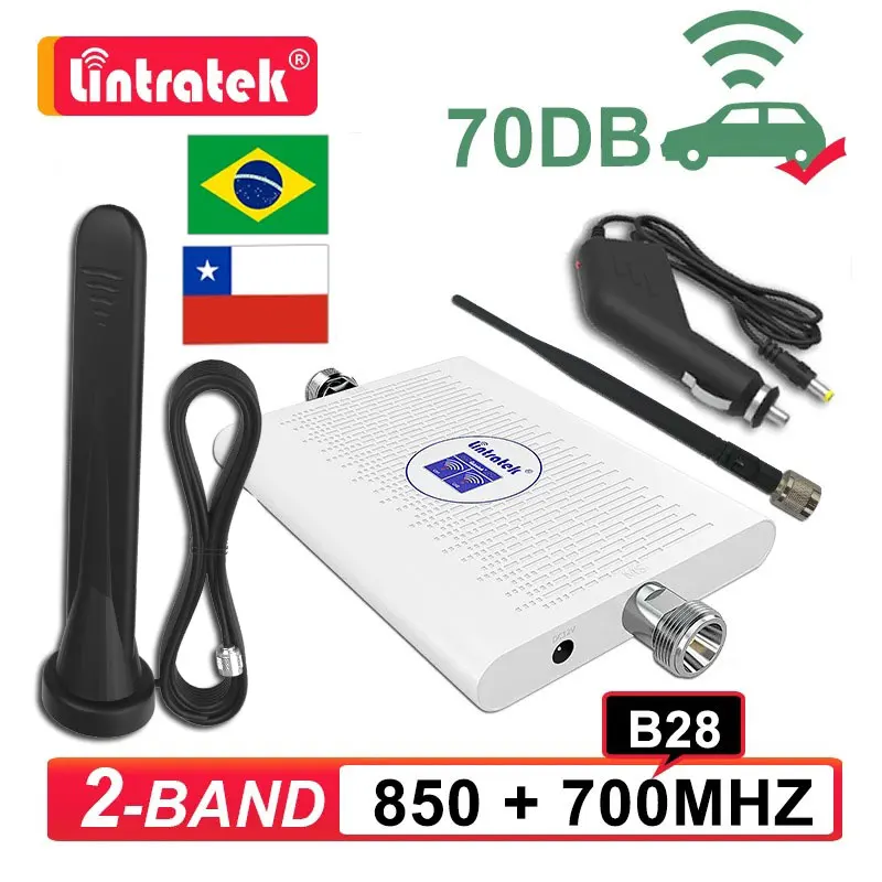 Lintratek Car Use Cellular Amplifier Band 28 700 850 MHz Band 5 Mobile Network Repeater 2G 3G 4G Cellphone Signal Booster Kit