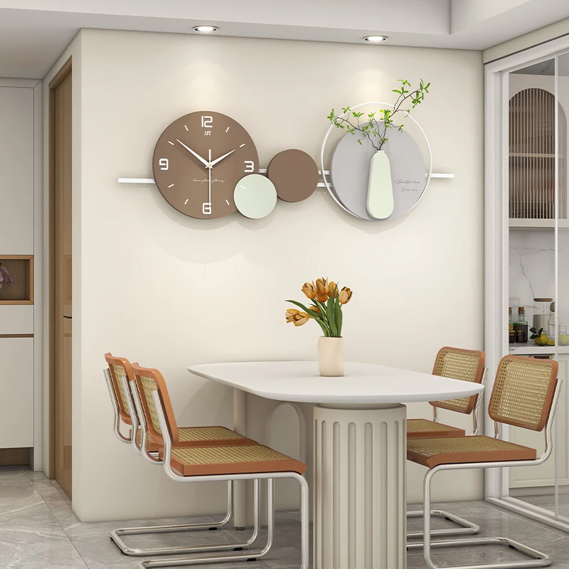 Cream Wind Clock Painting Creative Living Room Dining Wall Decoration Clock Simple Premium Wall Clock Painting Wall Decoration