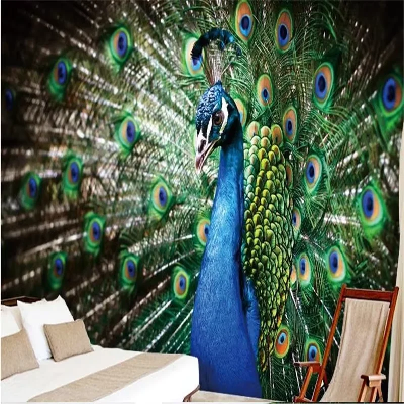 New Chinese Peacock Wallpaper TV Background Wall Bedroom Wallpaper Southeast Asian Customized Mural Painting