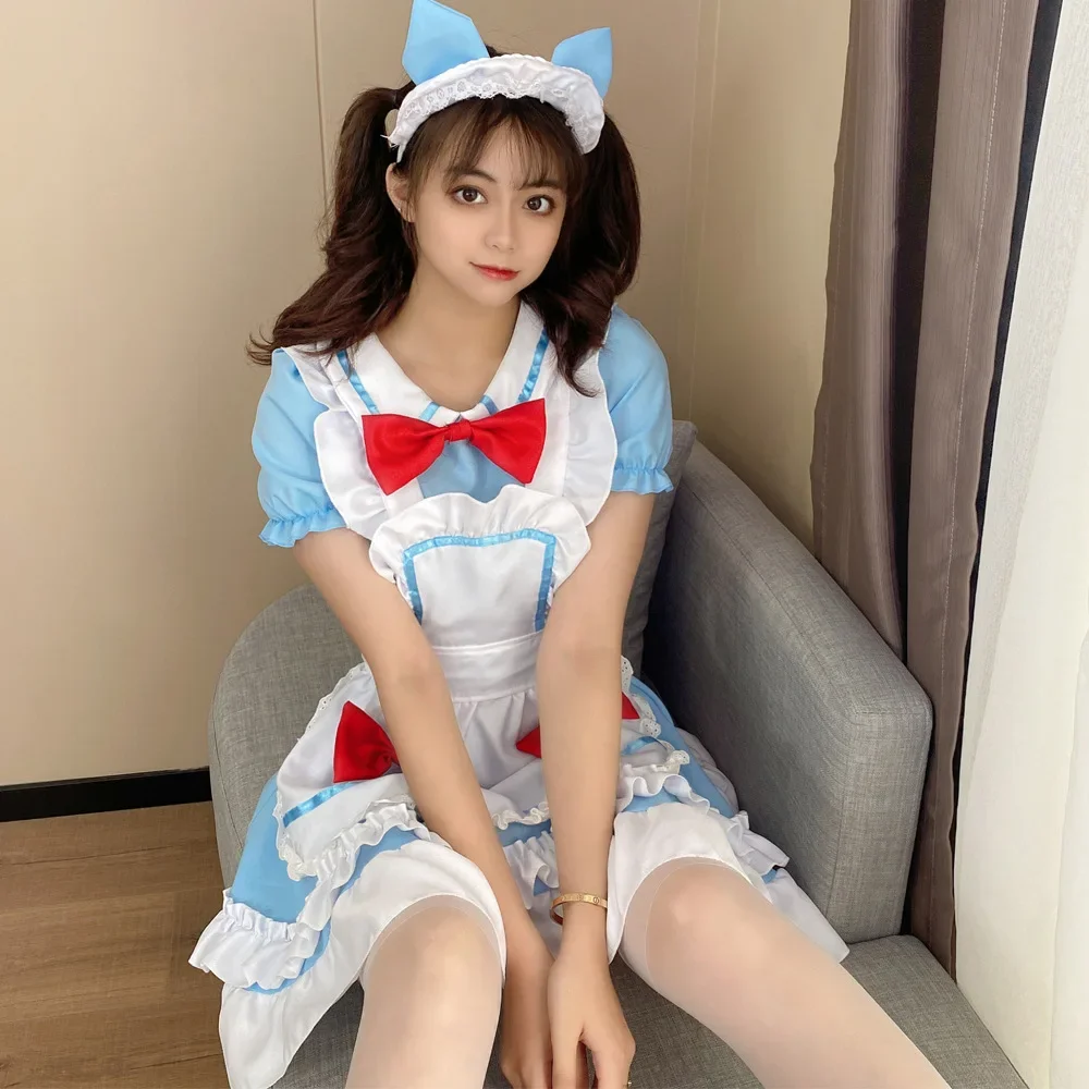 

Women Lovely Maid Outfit Cosplay Costume Short Sleeve Retro Maid Lolita Dress Kawaii Sexy Halloween Party Uniform Plus Size