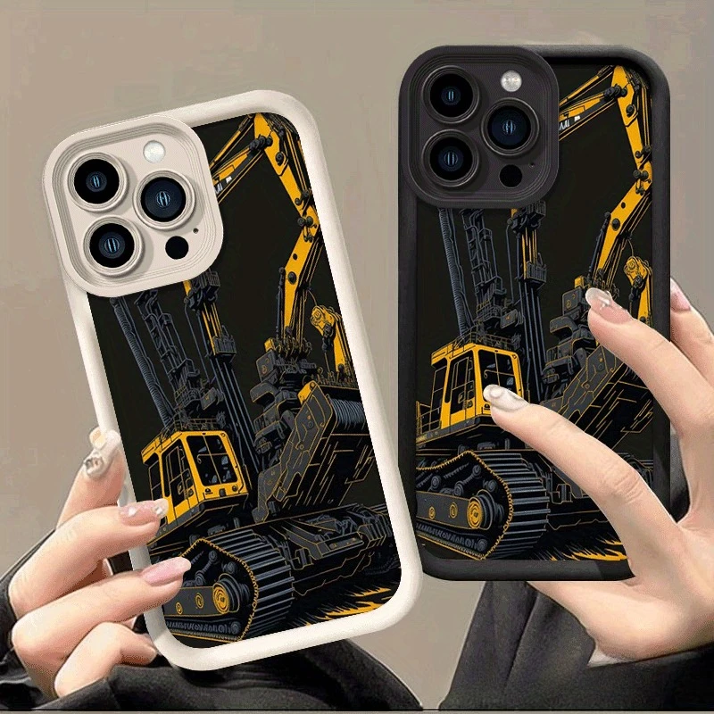 حافظة هاتف محمول بنمط حفارة لهاتف آيفون 17 16 برو 15 برو 14 13 12 11 XS 14 PRO MAX 16 plus 14Pro 12pro غلاف ناعم