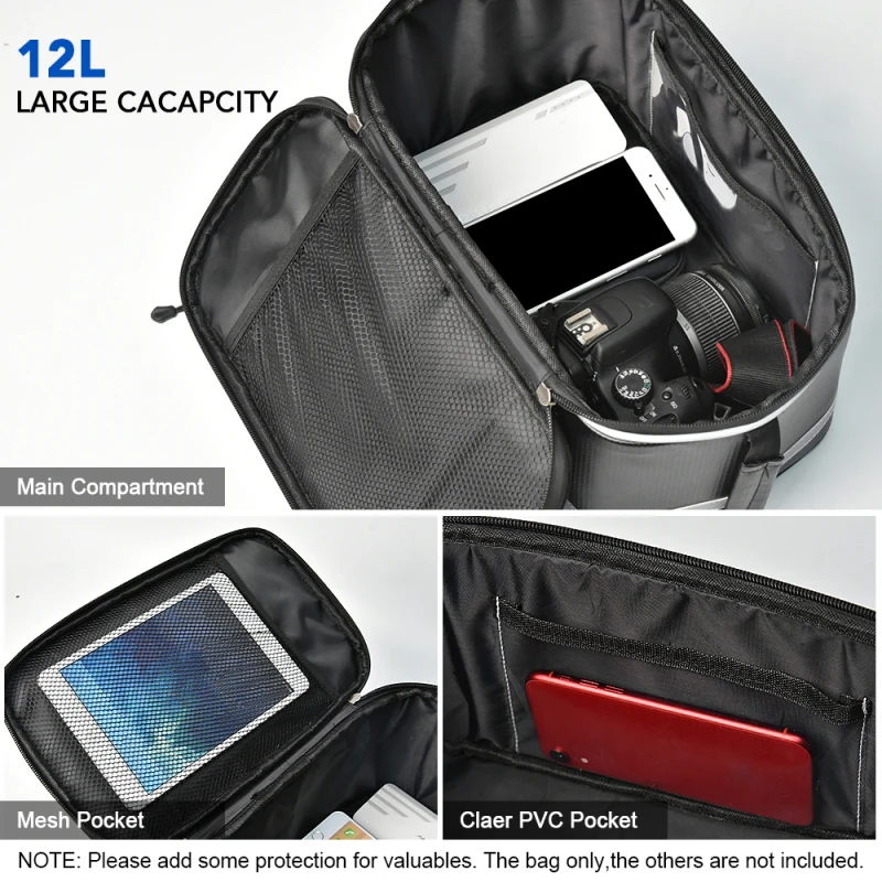 Bike Trunk Bag 7L Bicycle Rear Bag Water Resistant Bike Rack Bag with Waterproof Rain Cover Cycling Equipment for MTB Road Bike