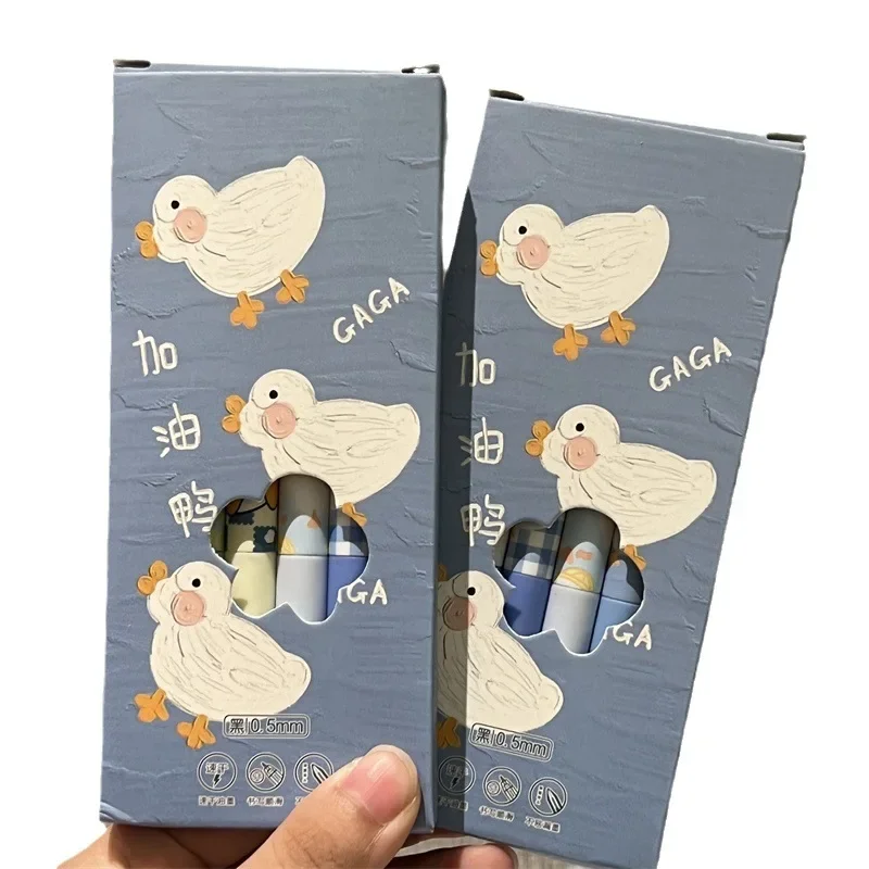 6pcs Kawaii Gel Pens School Supplies Cute Duck Pens ST Nib Black Ink Ballpoint Pen Back To School Aesthetic Stationery