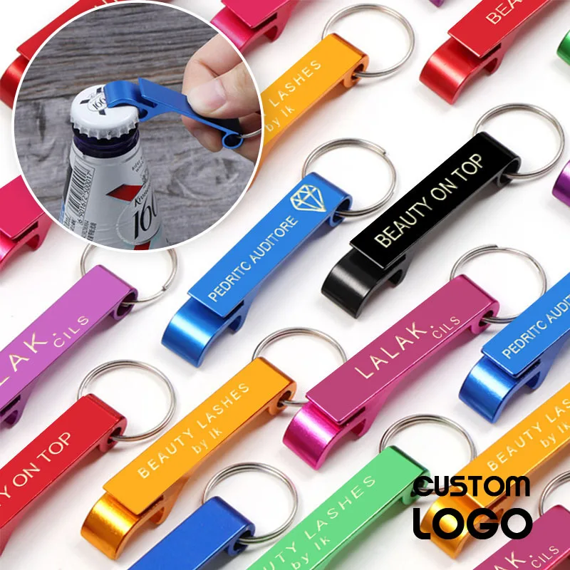 20pcs Bottle Opener Protable Wedding Party Favor Gift Free Laser Engrave Logo Customized Keychain Bar Tool Drink Opener Brewery
