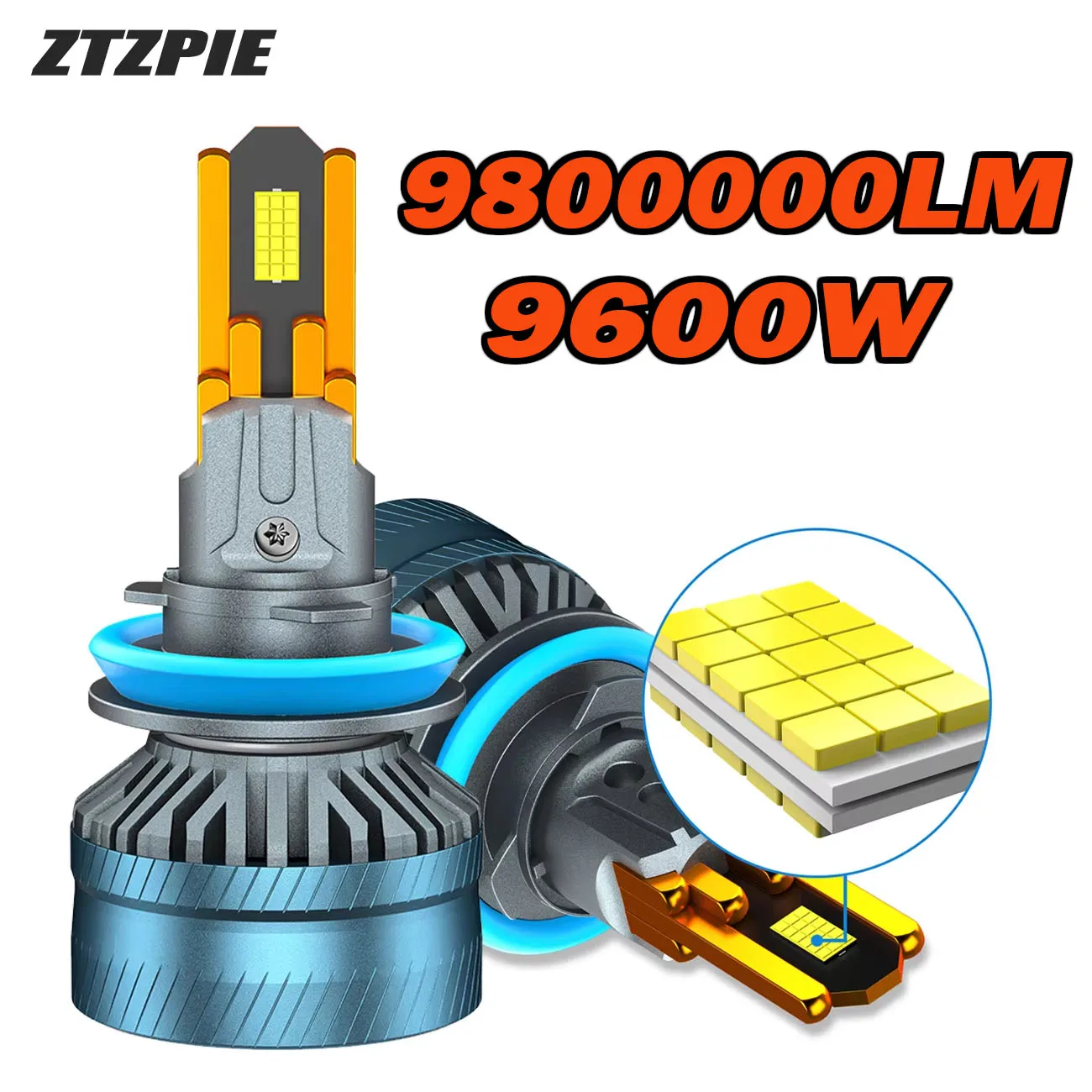 9600W 10 Copper Tube 6500K Car Light H7 H4 Canbus Led Headlight HB3 HB4 9005 9006 H1 H11 9012 Bulb CSP 9865 High Power Lamp