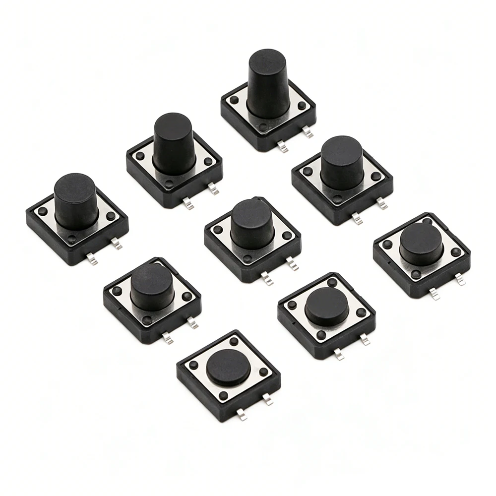 20PCS 12x12mm 4Pin Tactile Push Button Micro Switches Self-Reset DIP Switches Various Sizes 13mm-24mm for Electronics