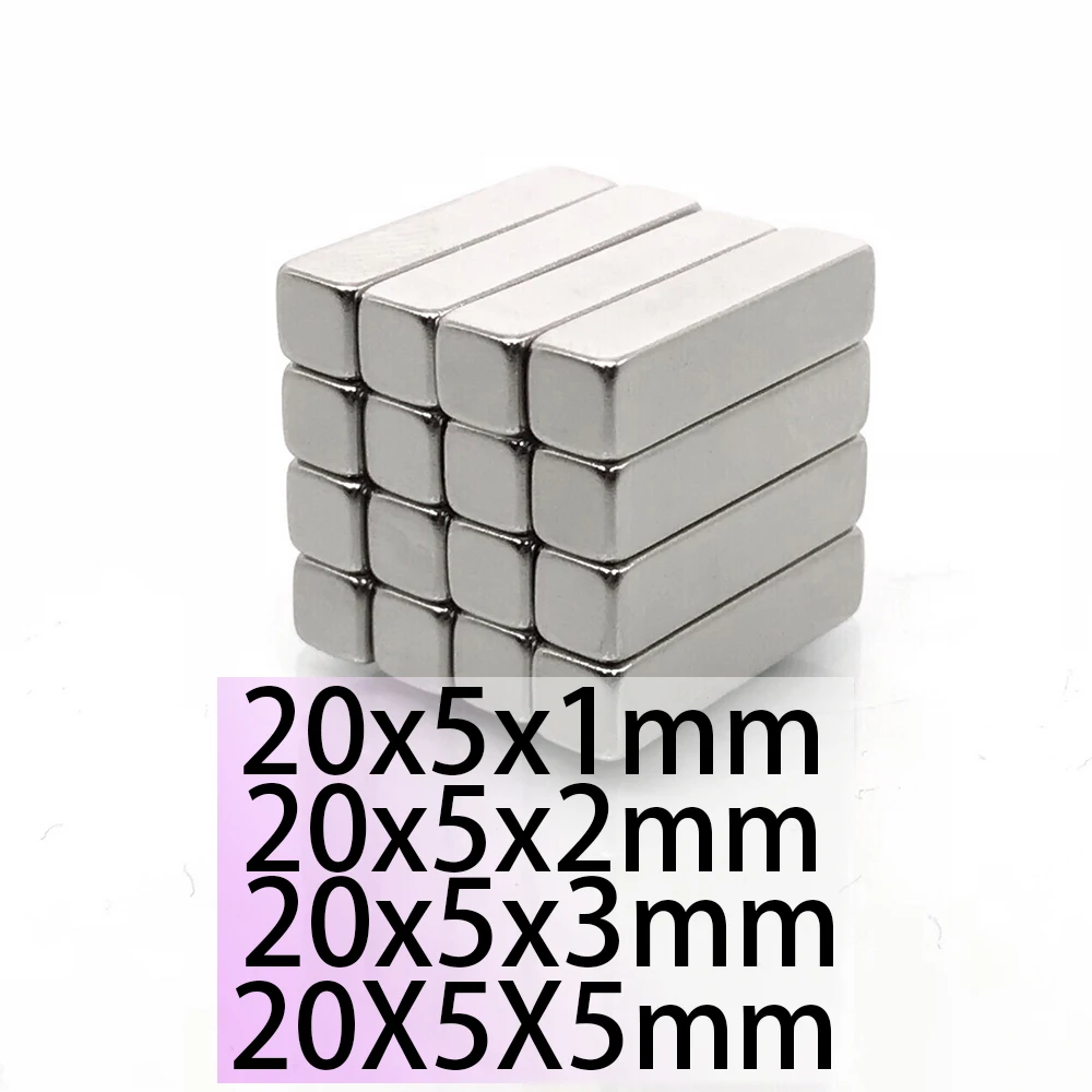 20x5x1  20x5x2  20x5x3 20x5x5  N35 Rectangle Square Neodymium Bar Block Strong Magnets  Search Magnetic  Ndfeb  Motor Generator