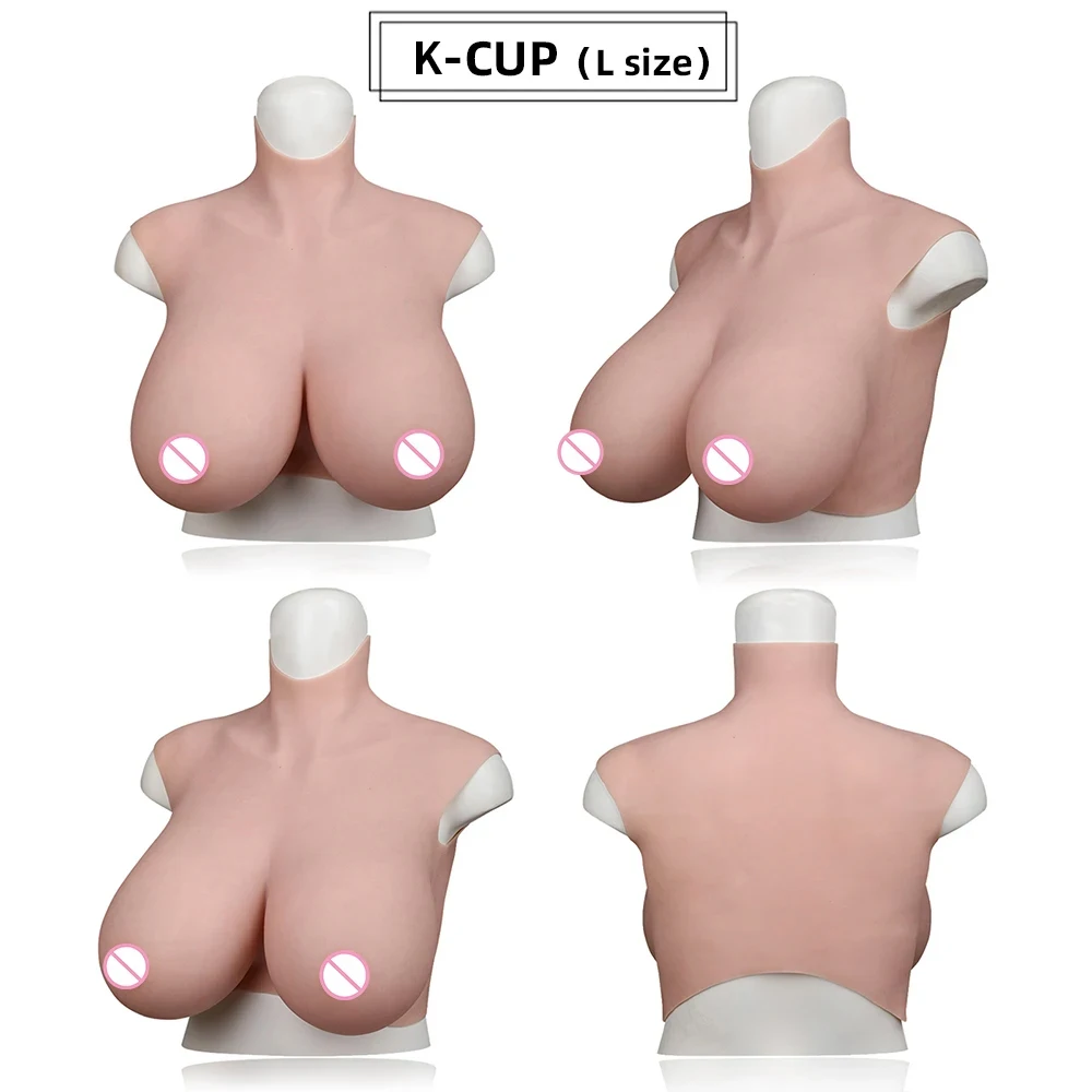 7th Pluse Size K Cup Silicone Breast Form Oil-Free Breastplate Fake Tits For Crossdresser Transgender Drag Queen Cosplay