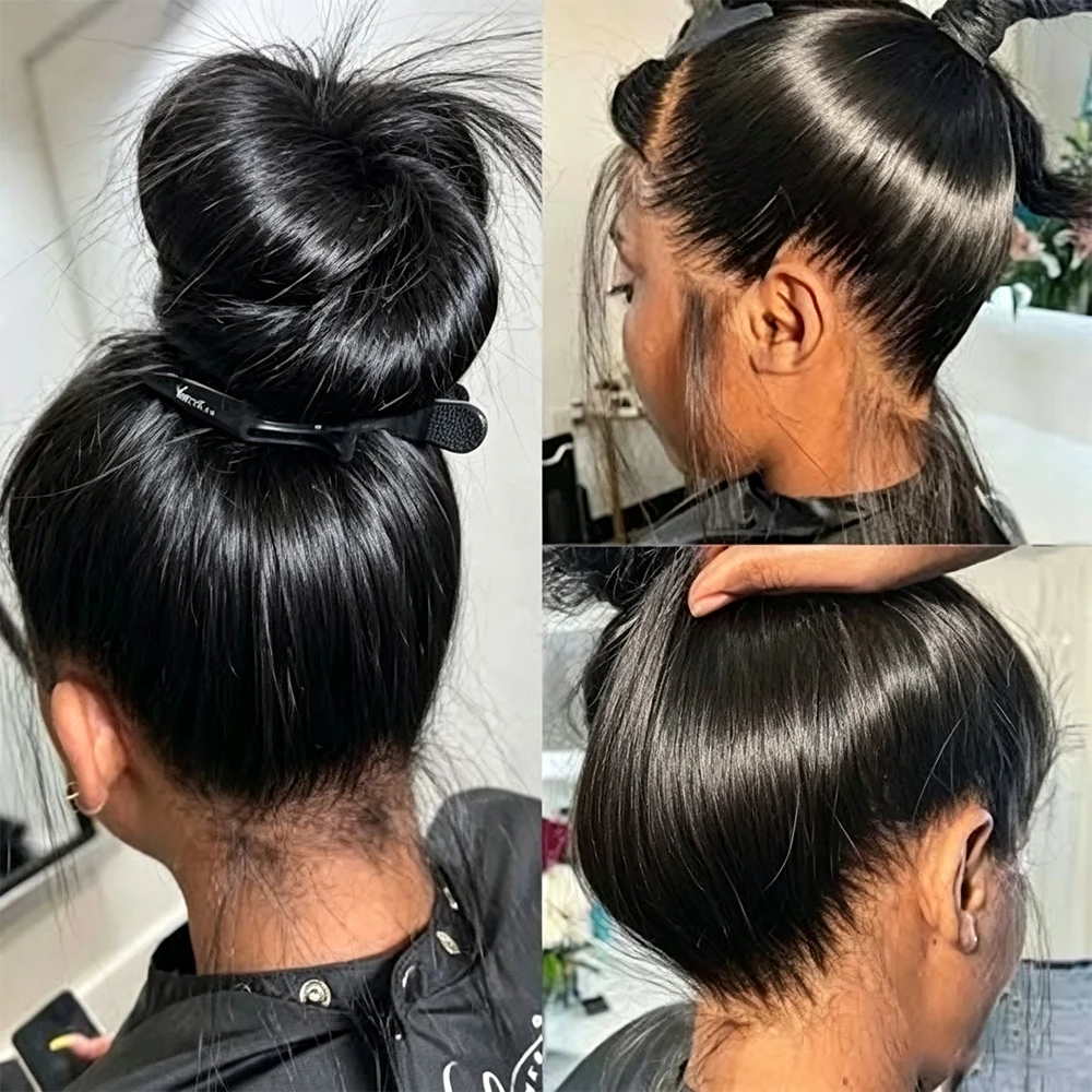 360 Full Hd Lace Wig Invisible Drawstring Glueless Wigs Straight Human Hair Wigs For Women 400 Density Pre Plucked Ready To Wear