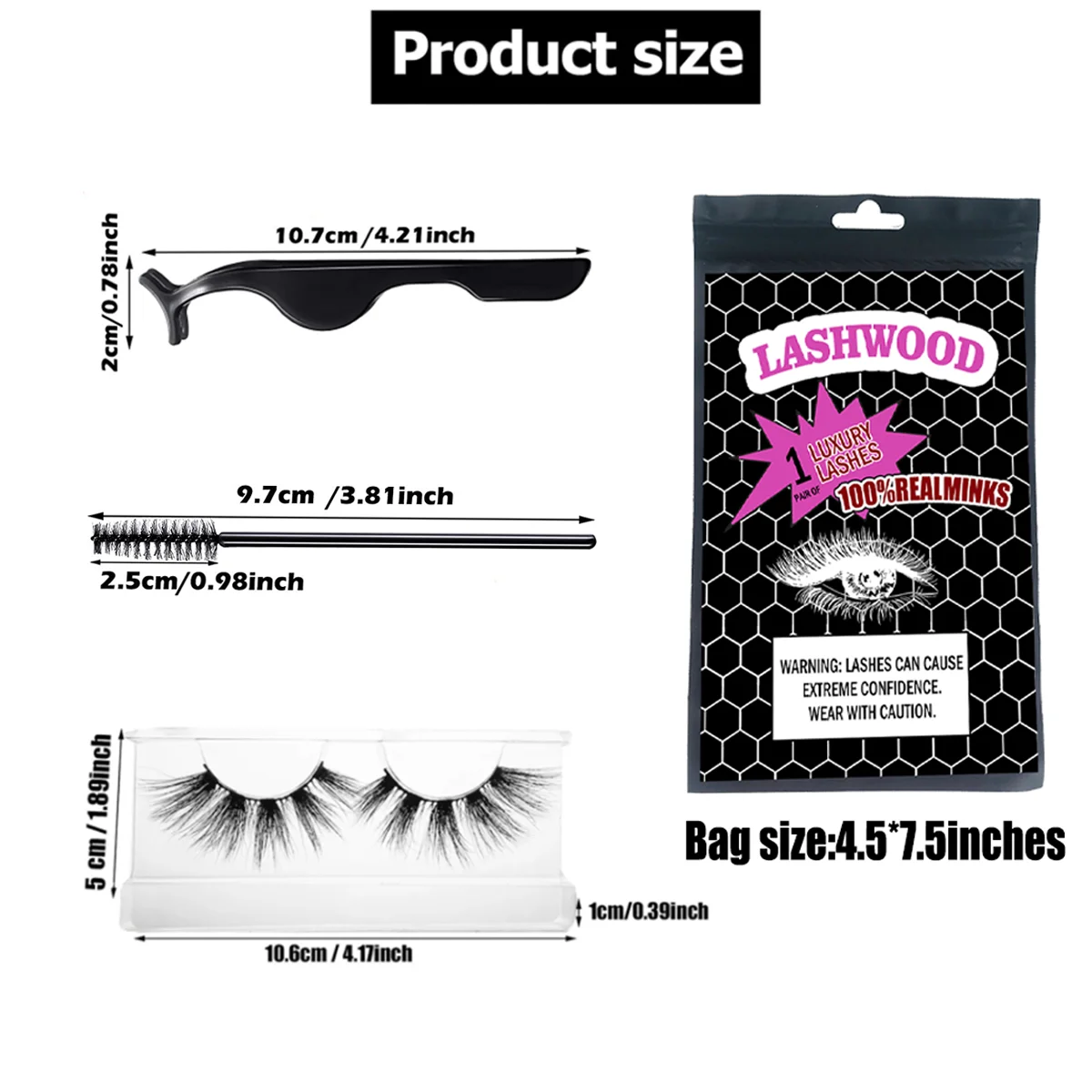 Lashwood Bag Package Sets Zip Lock Lash Packaging Resealable Eyelashes Case Pouch Cosmetic Box For Travel Salon Custom Logo