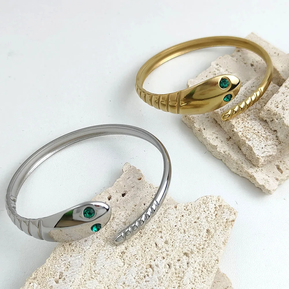 

New snake bracelet, stylish and personalized stainless steel women's bracelet jewelry, zircon inlaid, gift for women