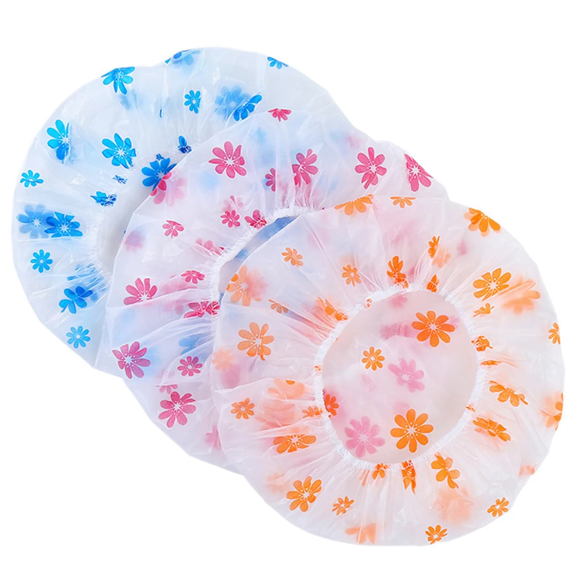 ONCE 30Pcs Waterproof Shower Cap Point Bath Hair Cover Elastic Bath Hat Bathing Cap for Women Bathroom Reusable Shower Hat