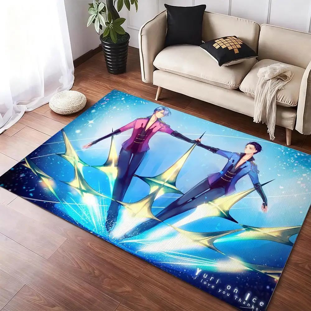 

japan Y-Yuri on IceS Anime Floor Mat Soft Thickened Non-Slip Door Mat for Living Room Home Decor Flannel Rugs
