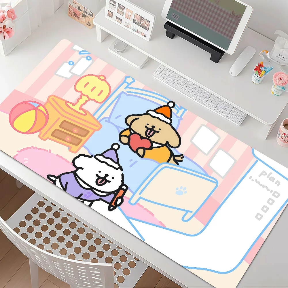Line Dog M-maltese Funny Mouse Pad Anti Slip Rubber Edge Locked Thickened Laptop Gaming Desk Mat