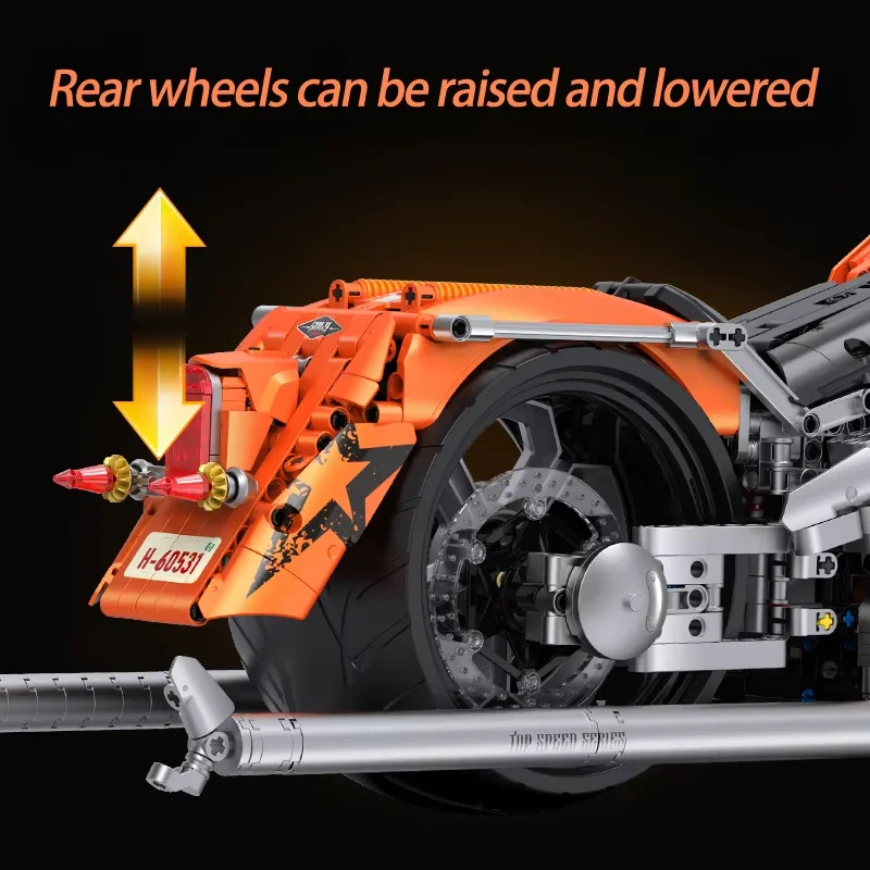 1:5 Classico Moto Building Blocks Kit FAI DA TE Modello di Ingegneria Cruiser Bike Giocattolo Creativo Motor Bike Set Regalo Capretto Adulto 2392 pezzi