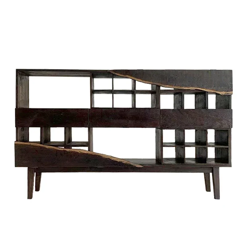 Y  Wabi-Sabi Style Wooden Display Cabinet Chinese Style Multi-Treasure Rack Storage Shelf Ornament Cabinet